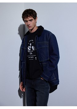 Reserved - Kurtka sherpa z kołnierzem - granatowy ze sklepu Reserved w kategorii Kurtki męskie - zdjęcie 188282989