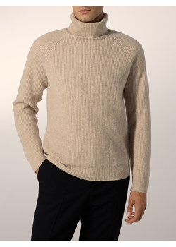 Reserved - Wełniany sweter z golfem - beżowy ze sklepu Reserved w kategorii Swetry męskie - zdjęcie 188284249