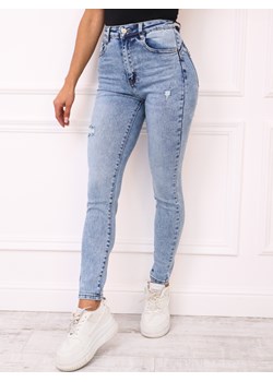 SPODNIE JEANSOWE SKINNY PUSCH UP Z PRZETARCIAMI- NIEBIESKIE ze sklepu olika.com.pl w kategorii Jeansy damskie - zdjęcie 188285505