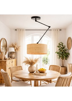 Lampa sufitowa na wysięgniku nad stół NEWA BOHO z kloszem z rattanu ze sklepu Lysne w kategorii Lampy sufitowe - zdjęcie 188286745