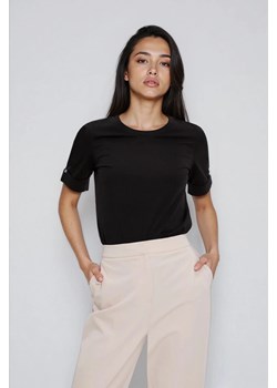 Bawełniana bluzka czarna ze sklepu Moodo.pl w kategorii Bluzki damskie - zdjęcie 188289576