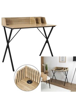 THE HOME DECO FACTORY Biurko "Klaus" w kolorze jasnobrązowo-czarnym - 90 x 84,5 x 50 cm ze sklepu Limango Polska w kategorii Stoliki kawowe - zdjęcie 188294008