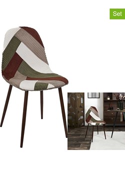 THE HOME DECO FACTORY Krzesła (4 szt.) w kolorze beżowo-oliwkowo-białym - 45 x 84,5 x 51,5 cm ze sklepu Limango Polska w kategorii Meble - zdjęcie 188294165