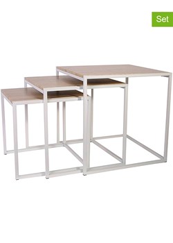 THE HOME DECO FACTORY Stoliki (3 szt.) w kolorze biało-beżowym ze sklepu Limango Polska w kategorii Stoliki kawowe - zdjęcie 188294398