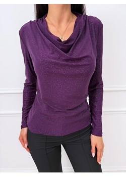 Fioletowa Połyskująca Bluzka z Lejącym Dekoltem ze sklepu ModnaKiecka.pl w kategorii Bluzki damskie - zdjęcie 188302036