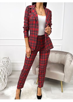 Czerwony Komplet w Kratę ze sklepu ModnaKiecka.pl w kategorii Komplety i garnitury damskie - zdjęcie 188302045