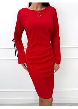 Czerwona Prosta Sukienka z Rozszerzanym Rękawem ze sklepu ModnaKiecka.pl w kategorii Sukienki - zdjęcie 188302057