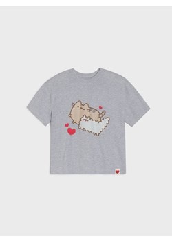 Sinsay - Bawełniana koszulka z nadrukiem Pusheen the Cat - szary ze sklepu Sinsay w kategorii Bluzki dziewczęce - zdjęcie 188303167