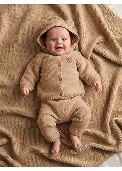 Sinsay - Bawełniana kurtka z uszkami 3D na kapturze - beżowy ze sklepu Sinsay w kategorii Kombinezony i kurtki - zdjęcie 188303187