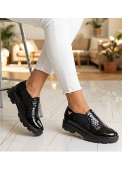 Czarne wsuwane dziewczęce półbuty /B2-3 14944 T039/ ze sklepu Pantofelek24.pl w kategorii Półbuty damskie - zdjęcie 188303357