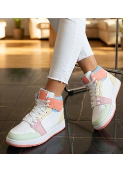 Kolorowe damskie trampki z wysoką cholewką /E6-2 14890  T393/ ze sklepu Pantofelek24.pl w kategorii Buty sportowe damskie - zdjęcie 188303377