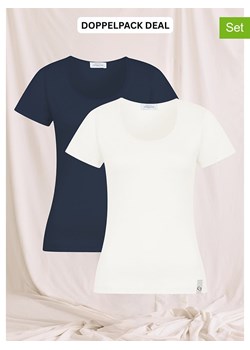 Cotton Candy Koszulki (2 szt.) "Banina O" w kolorze kremowo-granatowym ze sklepu Limango Polska w kategorii Bluzki damskie - zdjęcie 188303469