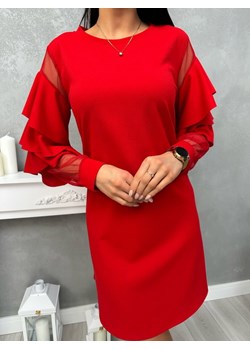 Czerwona Sukienka z Falbankami ze sklepu ModnaKiecka.pl w kategorii Sukienki - zdjęcie 188303569