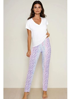 Piżama damska z długimi spodniami Coco, Kolor biało-fioletowy, Rozmiar S, Momenti per me ze sklepu Intymna w kategorii Piżamy damskie - zdjęcie 188304065