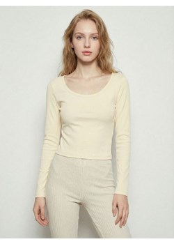 Sinsay - Bawełniana bluzka z długim rękawem - żółty ze sklepu Sinsay w kategorii Bluzki damskie - zdjęcie 188304835