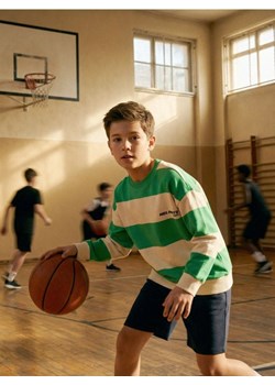 Sinsay - Bluza w paski z napisem - kremowy ze sklepu Sinsay w kategorii Bluzy chłopięce - zdjęcie 188304895