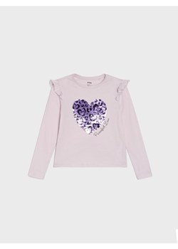 Sinsay - Bawełniana koszulka z połyskującymi cekinami - fioletowy ze sklepu Sinsay w kategorii Bluzki dziewczęce - zdjęcie 188304897