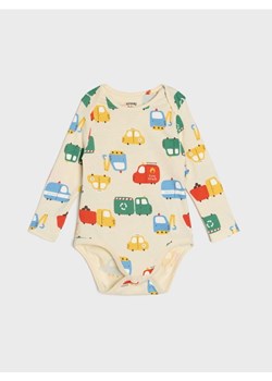 Sinsay - Bawełniane body ze wzorem w auta - kremowy ze sklepu Sinsay w kategorii Body niemowlęce - zdjęcie 188304908