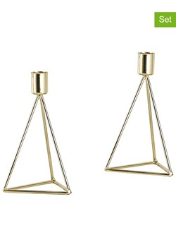 Echtwerk Świeczniki (2 szt.) "Diamond" w kolorze złotym - 9,5 x 16,5 cm ze sklepu Limango Polska w kategorii Świeczniki - zdjęcie 188310579