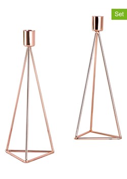 Echtwerk Świeczniki (2 szt.) "Diamond" w kolorze miedzianym - 9,5 x 24,5 x 9,5 cm ze sklepu Limango Polska w kategorii Świeczniki - zdjęcie 188310597