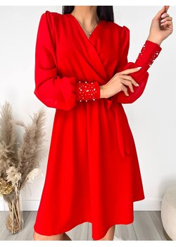 Czerwona Sukienka z Wiązaniem ze sklepu ModnaKiecka.pl w kategorii Sukienki - zdjęcie 188311905