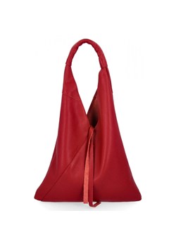 Włoska Torebka Skórzana Shopper Bag z Małą Kosmetyczką 5820S Bordowa ze sklepu PaniTorbalska w kategorii Torby Shopper bag - zdjęcie 188312135