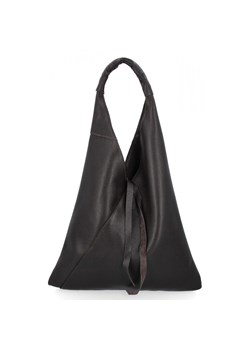 Włoska Torebka Skórzana Shopper Bag z Małą Kosmetyczką 5820S Czekoladowa ze sklepu PaniTorbalska w kategorii Torby Shopper bag - zdjęcie 188312227