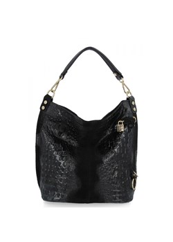 Włoska Torebka Skórzana w Motyw Zwierzęcy 884 Czarna ze sklepu PaniTorbalska w kategorii Torby Shopper bag - zdjęcie 188312245