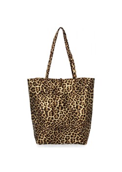 Modna Torebka Skórzana Shopper Bag z Kosmetyczką 168 Złota ze sklepu PaniTorbalska w kategorii Torby Shopper bag - zdjęcie 188312269