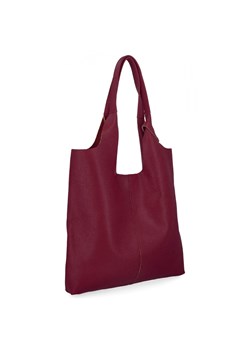 Włoska Torebka Skórzana Shopper Bag z Kosmetyczką 165 Ciemno Bordowa ze sklepu PaniTorbalska w kategorii Torby Shopper bag - zdjęcie 188312278