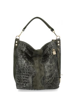 Włoska Torebka Skórzana w Motyw Zwierzęcy 884 Zielona ze sklepu PaniTorbalska w kategorii Torby Shopper bag - zdjęcie 188312297