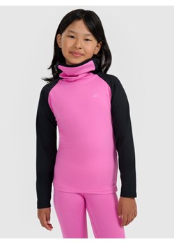 Dziewczęca bielizna termiczna ocieplana (góra) 4F 4FJRAW25UBRUF112 - różowa ze sklepu Sportstylestory.com w kategorii Bielizna termoaktywna - zdjęcie 188312907