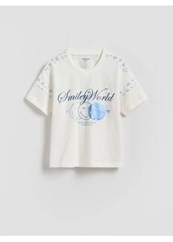Reserved - T-shirt SmileyWorld® - złamana biel ze sklepu Reserved w kategorii Bluzki dziewczęce - zdjęcie 188313089