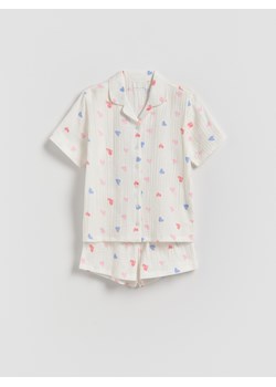 Reserved - Dwuczęściowa piżama w serca - złamana biel ze sklepu Reserved w kategorii Piżamy dziecięce - zdjęcie 188313245