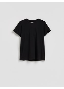 Reserved - Bawełniany t-shirt - czarny ze sklepu Reserved w kategorii Bluzki damskie - zdjęcie 188313388