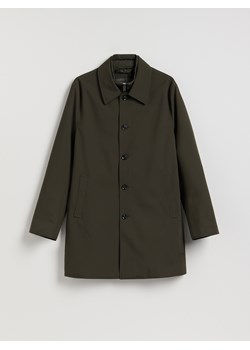 Reserved - Gładki płaszcz z kołnierzem - ciemnozielony ze sklepu Reserved w kategorii Płaszcze męskie - zdjęcie 188313447