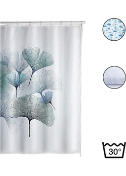 Wenko Zasłona prysznicowa "Ginkgo" w kolorze biało-zielonym - 200 x 180 cm ze sklepu Limango Polska w kategorii Akcesoria łazienkowe - zdjęcie 188316528