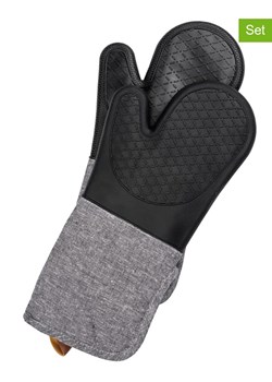 Wenko Rękawice kuchenne (2 szt.) w kolorze czarno-szarym - 38 x 18 cm ze sklepu Limango Polska w kategorii Tekstylia kuchenne - zdjęcie 188317857