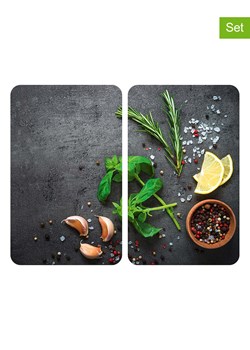 Wenko Płyty (2 szt.) "Kräuter" w kolorze czarnym na kuchenkę - 30 x 52 cm ze sklepu Limango Polska w kategorii Akcesoria kuchenne - zdjęcie 188318407