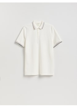 Reserved - Koszulka polo z bawełny merceryzowanej - złamana biel ze sklepu Reserved w kategorii T-shirty męskie - zdjęcie 188326675