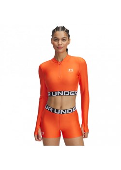 Damski longsleeve treningowy Under Armour Heatgear Rib 1/4 Zip Ls - pomarańczowy ze sklepu Sportstylestory.com w kategorii Bluzki damskie - zdjęcie 188326949