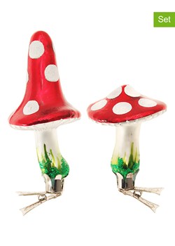 Krebs Glas Lauscha Ozdoby choinkowe (2 szt.) w kolorze czerwono-białym ze sklepu Limango Polska w kategorii Dekoracje bożonarodzeniowe - zdjęcie 188327195