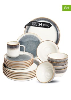 Moritz &amp; Moritz 24-częściowy zestaw naczyń "Tarento" w kolorze biało-szarym ze sklepu Limango Polska w kategorii Naczynia - zdjęcie 188327867
