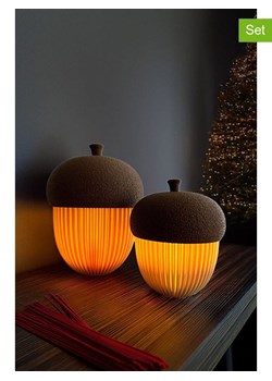 ABERTO DESIGN Świeczniki (2 szt.) w kolorze kremowo-brązowym ze sklepu Limango Polska w kategorii Świeczniki - zdjęcie 188327986