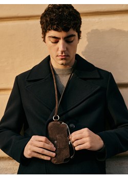 Reserved - Dwurzędowy płaszcz z dodatkiem wełny - granatowy ze sklepu Reserved w kategorii Płaszcze męskie - zdjęcie 188328965