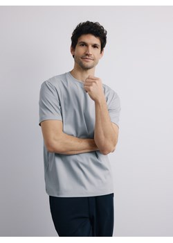 Reserved - T-shirt regular z bawełny merceryzowanej - jasnoniebieski ze sklepu Reserved w kategorii T-shirty męskie - zdjęcie 188329105
