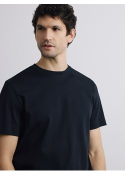 Reserved - T-shirt regular z bawełny merceryzowanej - czarny ze sklepu Reserved w kategorii T-shirty męskie - zdjęcie 188329126