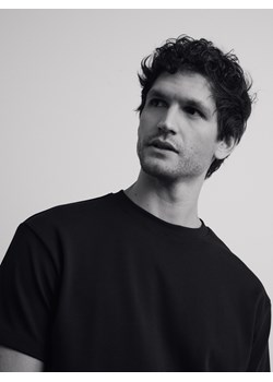 Reserved - Bawełniany t-shirt boxy - czarny ze sklepu Reserved w kategorii T-shirty męskie - zdjęcie 188329278