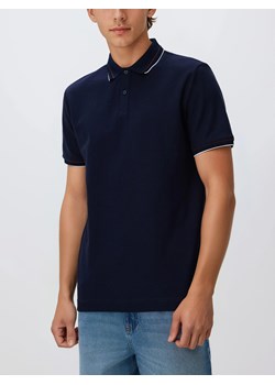 Reserved - Koszulka polo z bawełny merceryzowanej - granatowy ze sklepu Reserved w kategorii T-shirty męskie - zdjęcie 188330787