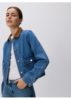 Reserved - Jeansowa kurtka z kontrastowym kołnierzykiem - niebieski ze sklepu Reserved w kategorii Kurtki damskie - zdjęcie 188331358